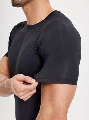 TACVASEN Black Men's Compression short sleeved quick drying sports T-shirt