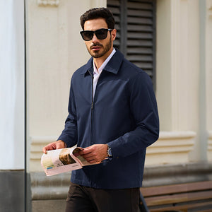 TACVASEN Navy Cotton Windbreaker Full Zip Lightweight Jacket