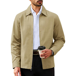 TACVASEN Khaki Cotton Windbreaker Full Zip Lightweight Jacket