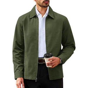 TACVASEN Army Green Cotton Windbreaker Full Zip Lightweight Jacket