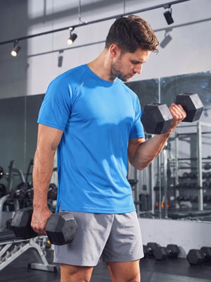 TACVASEN Azure Men's Dry Fit Shirts Mesh Short Sleeve Athletic