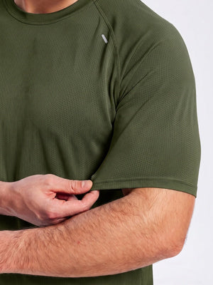 TACVASEN Army Green Men's Dry Fit Shirts Mesh Short Sleeve Athletic