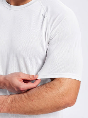 TACVASEN White Men's Dry Fit Shirts Mesh Short Sleeve Athletic