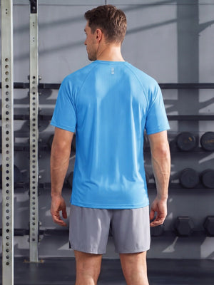 TACVASEN Azure Men's Dry Fit Shirts Mesh Short Sleeve Athletic