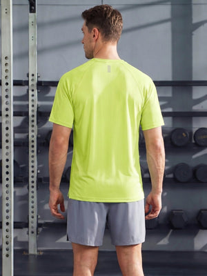 TACVASEN Fluorescent Green Men's Dry Fit Shirts Mesh Short Sleeve Athletic