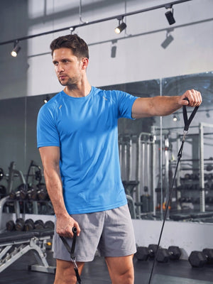 TACVASEN Azure Men's Dry Fit Shirts Mesh Short Sleeve Athletic