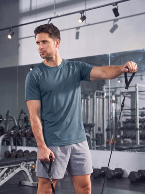 TACVASEN Hazy Blue Men's Dry Fit Shirts Mesh Short Sleeve Athletic