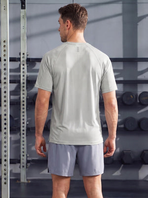 TACVASEN Light Grey Men's Dry Fit Shirts Mesh Short Sleeve Athletic