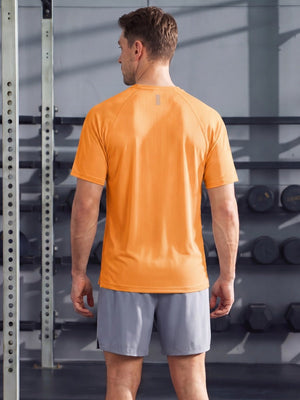 TACVASEN Orange Men's Dry Fit Shirts Mesh Short Sleeve Athletic