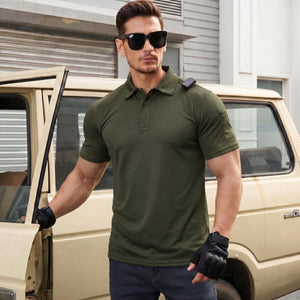 TACVASEN Army Green Men's Dry Fit UPF 50+ Golf Workwear Tactical Polo Shirt