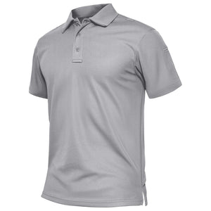 TACVASEN Light Gray Men's Dry Fit UPF 50+ Golf Workwear Tactical Polo Shirt