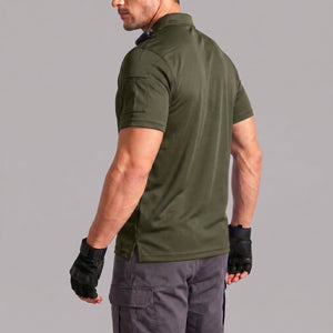 TACVASEN Army Green Men's Dry Fit UPF 50+ Golf Workwear Tactical Polo Shirt
