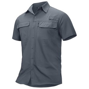 TACVASEN Dark Grey Fishing Shirt UPF 50+ Lightweight Outdoor Shirt