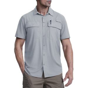 TACVASEN Light Grey Fishing Shirt UPF 50+ Lightweight Outdoor Shirt