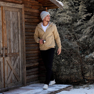 TACVASEN Khaki Men's Fleece Hoodie Jacket Windproof Winter Coats