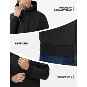 TACVASEN Khaki Men's Fleece Hoodie Jacket Windproof Winter Coats