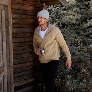 TACVASEN Khaki Men's Fleece Hoodie Jacket Windproof Winter Coats