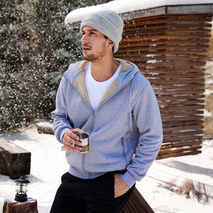 TACVASEN Khaki Men's Fleece Hoodie Jacket Windproof Winter Coats
