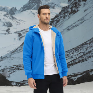 TACVASEN Khaki Men's Fleece Hoodie Jacket Windproof Winter Coats