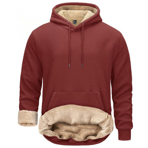 TACVASEN Orange Red Men's Fleece Hoodie Thick Fleece Lined Sweatshirt