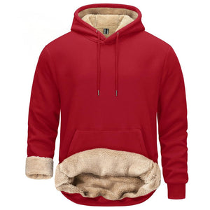 TACVASEN Tomato Red Men's Fleece Hoodie Thick Fleece Lined Sweatshirt