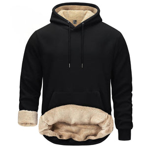 TACVASEN Black Men's Fleece Hoodie Thick Fleece Lined Sweatshirt
