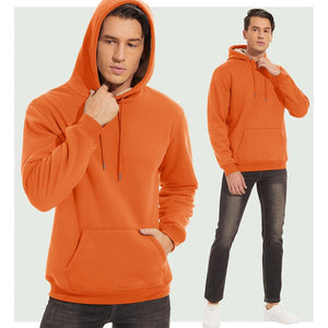 TACVASEN Orange Men's Fleece Hoodie Thick Fleece Lined Sweatshirt