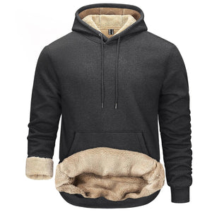 TACVASEN Dark Grey Men's Fleece Hoodie Thick Fleece Lined Sweatshirt