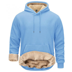 TACVASEN Sky Blue Men's Fleece Hoodie Thick Fleece Lined Sweatshirt