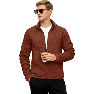 TACVASEN Brick Red Fleece Jacket Full Zip Casual Outdoor Wear
