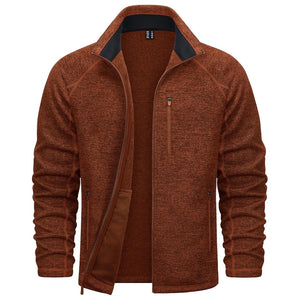 TACVASEN Brick Red Fleece Jacket Full Zip Casual Outdoor Wear
