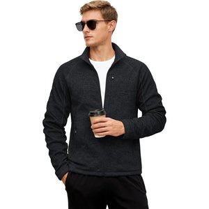 TACVASEN Black Fleece Jacket Full Zip Casual Outdoor Wear