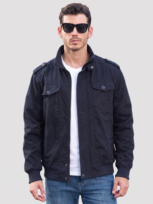 TACVASEN Navy Men's Fleece Lined Cotton Casual Cargo Bomber Jacket