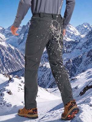 TACVASEN Dark Grey Men's Fleece Lined Snow Ski Waterproof Pants
