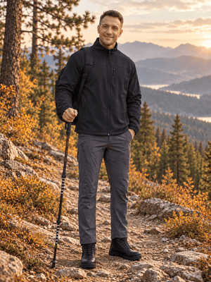 TACVASEN Black Men's Fleece Lined Softshell Waterproof Outdoor Jackets