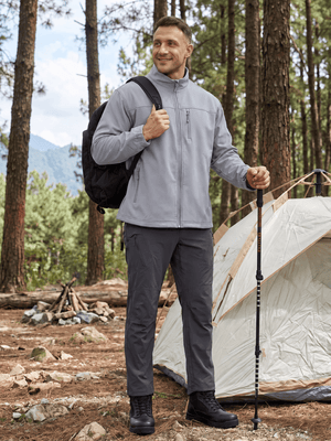 TACVASEN Light Grey Men's Fleece Lined Softshell Waterproof Outdoor Jackets