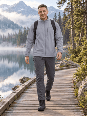TACVASEN Light Grey Men's Fleece Lined Softshell Waterproof Outdoor Jackets