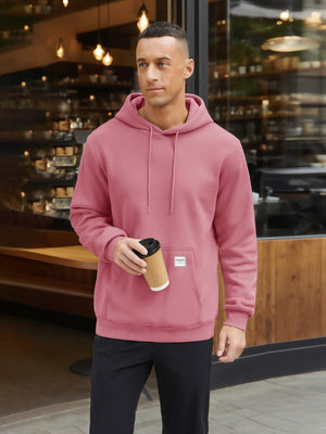 TACVASEN Grey Pink Men's Fleece Lined Sweatshirt Hoodies