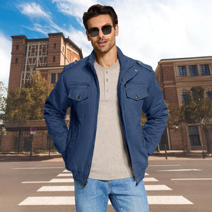 TACVASEN Black Men's Fleece Lined Tactical Bomber Jacket