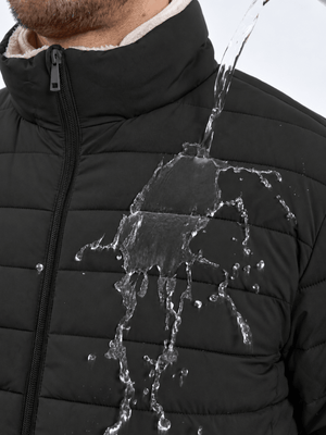 TACVASEN Black Men's Fleece Lined Water Resistant Puffy Coat