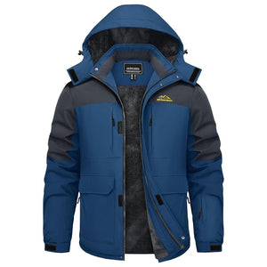 TACVASEN Navy Grey Fleece Lined Waterproof Winter Ski Jacket