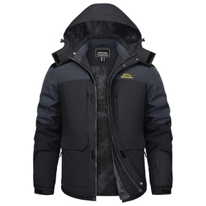 TACVASEN Black Grey Fleece Lined Waterproof Winter Ski Jacket