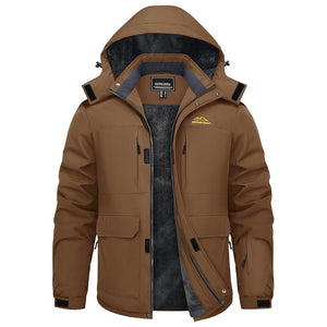 TACVASEN Coffee Fleece Lined Waterproof Winter Ski Jacket