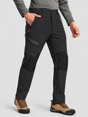 TACVASEN Black Men's Fleece Lined Windproof Water Resistant Ski Pants