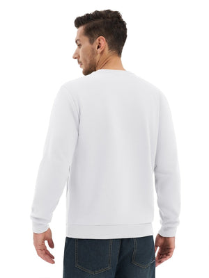 TACVASEN White Men's Fleece Pullover Sweatshirt With Zipper Pockets