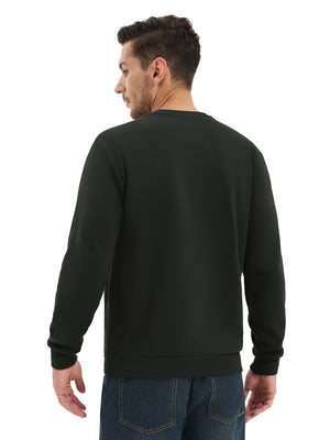 TACVASEN Black Men's Fleece Pullover Sweatshirt With Zipper Pockets