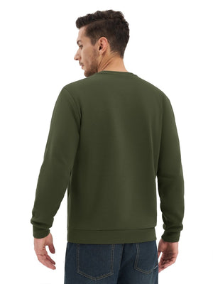 TACVASEN Army Green Men's Fleece Pullover Sweatshirt With Zipper Pockets