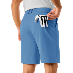 TACVASEN Light Blue Men's Golf Quick Dry Casual Flat Front Shorts with 4 Pockets