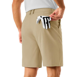 TACVASEN Khaki Men's Golf Quick Dry Casual Flat Front Shorts with 4 Pockets