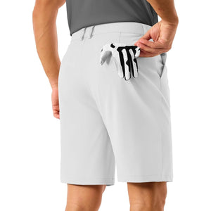 TACVASEN White Men's Golf Quick Dry Casual Flat Front Shorts with 4 Pockets